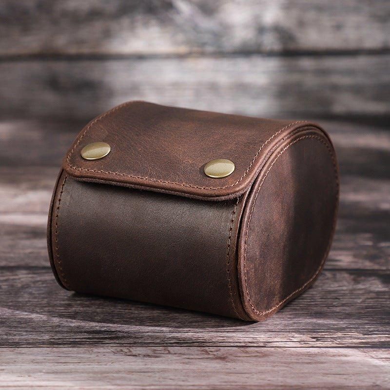 Vintage Leather Single Watch Roll Case För Män