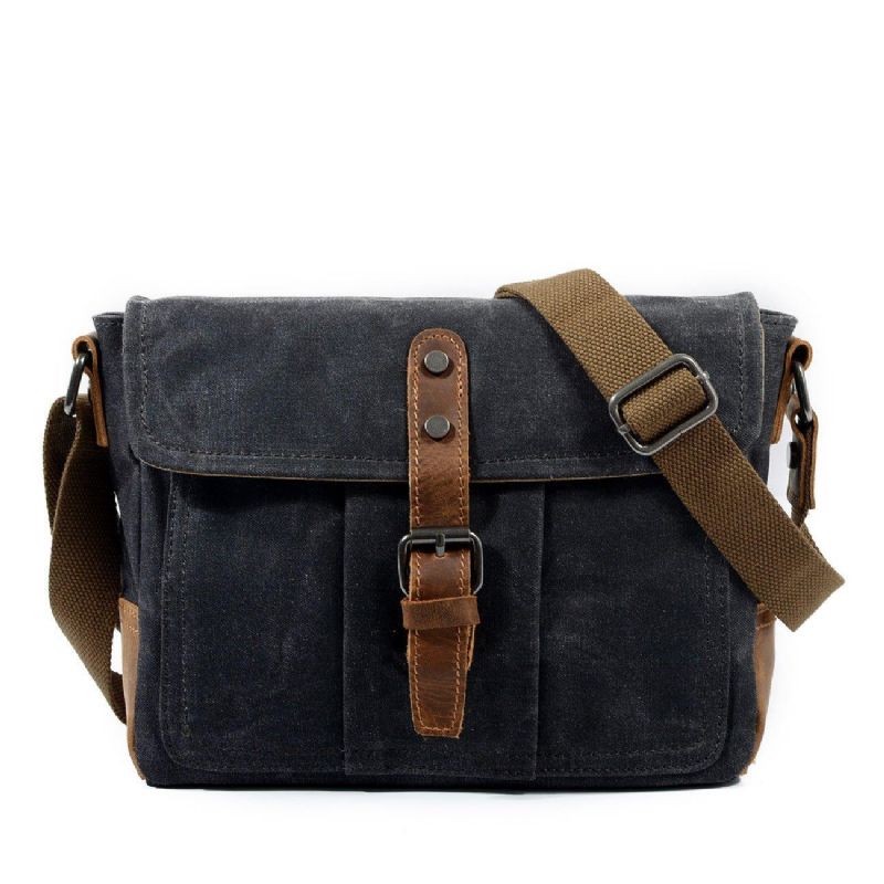 Vintage Vaxad Canvas Crossbody Messenger-väska Liten