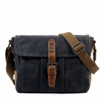 Vintage Vaxad Canvas Crossbody Messenger-väska Liten