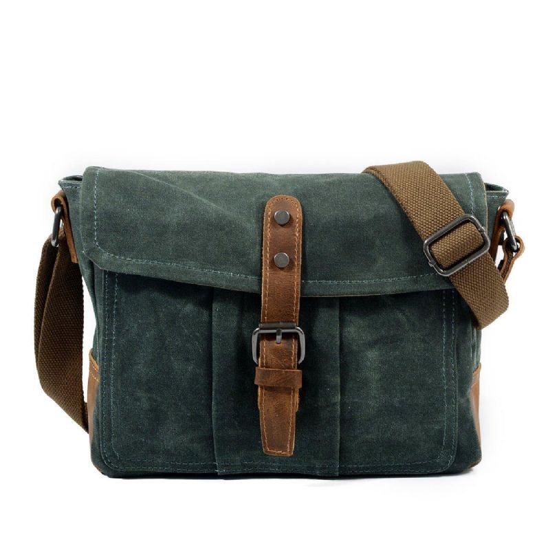 Vintage Vaxad Canvas Crossbody Messenger-väska Liten