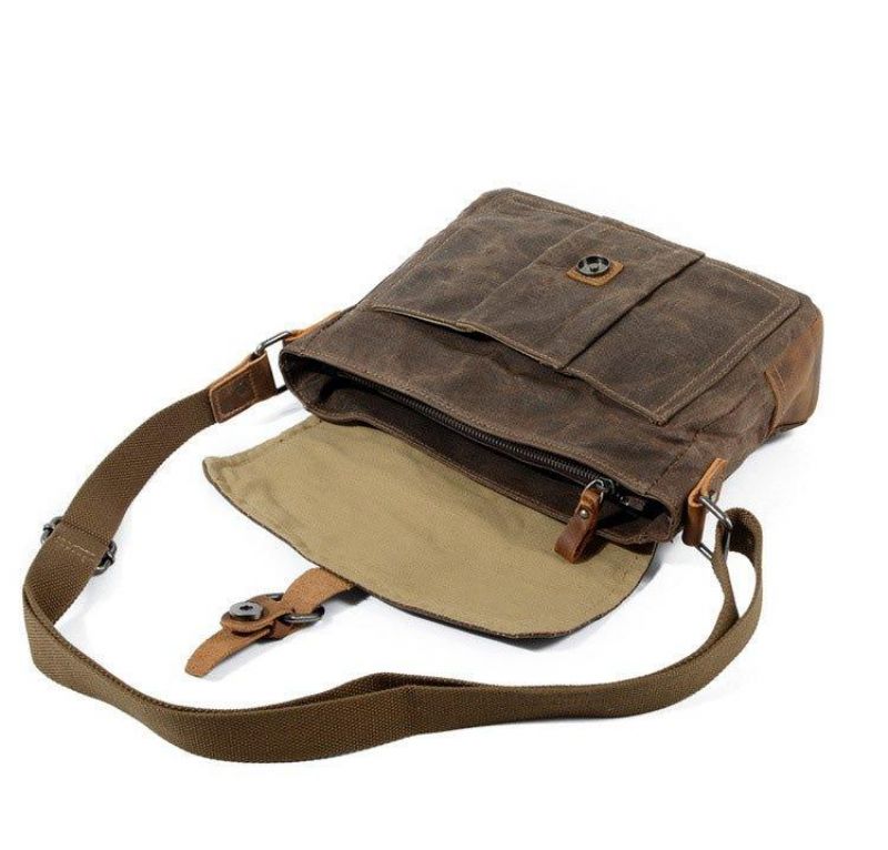 Vintage Vaxad Canvas Crossbody Messenger-väska Liten