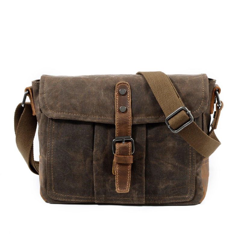 Vintage Vaxad Canvas Crossbody Messenger-väska Liten