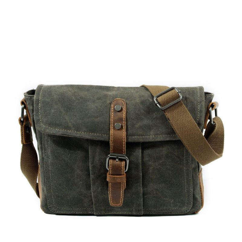 Vintage Vaxad Canvas Crossbody Messenger-väska Liten