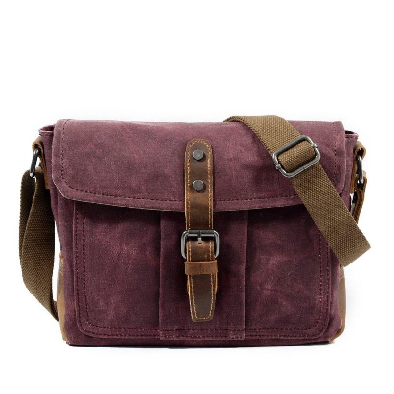 Vintage Vaxad Canvas Crossbody Messenger-väska Liten