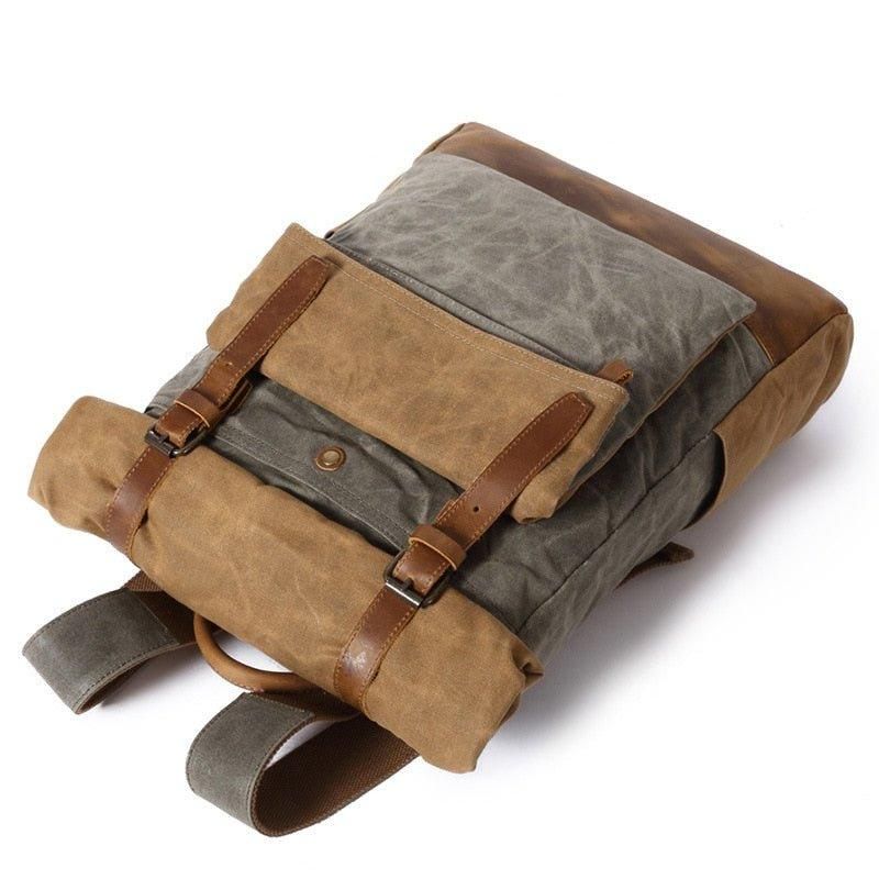 Vintage Vaxad Canvas Ryggsäck Roll Top Travel