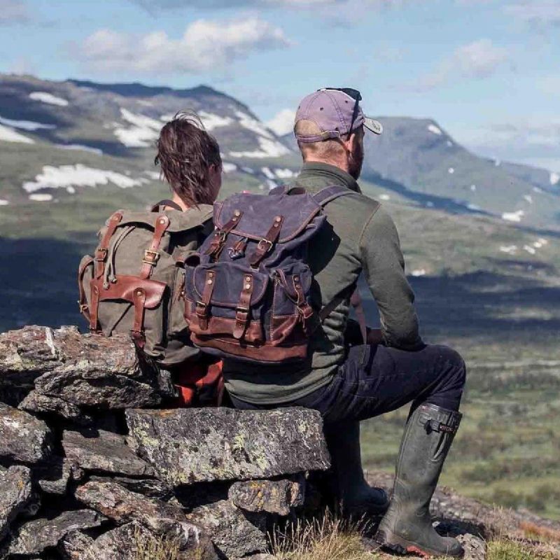 Vintage Vaxad Canvas Ryggsäck Vattentät För Män